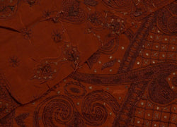 Vintage Saree Multi Purpose Design Fabric Piece for Sew Craft Embroidered Rust
