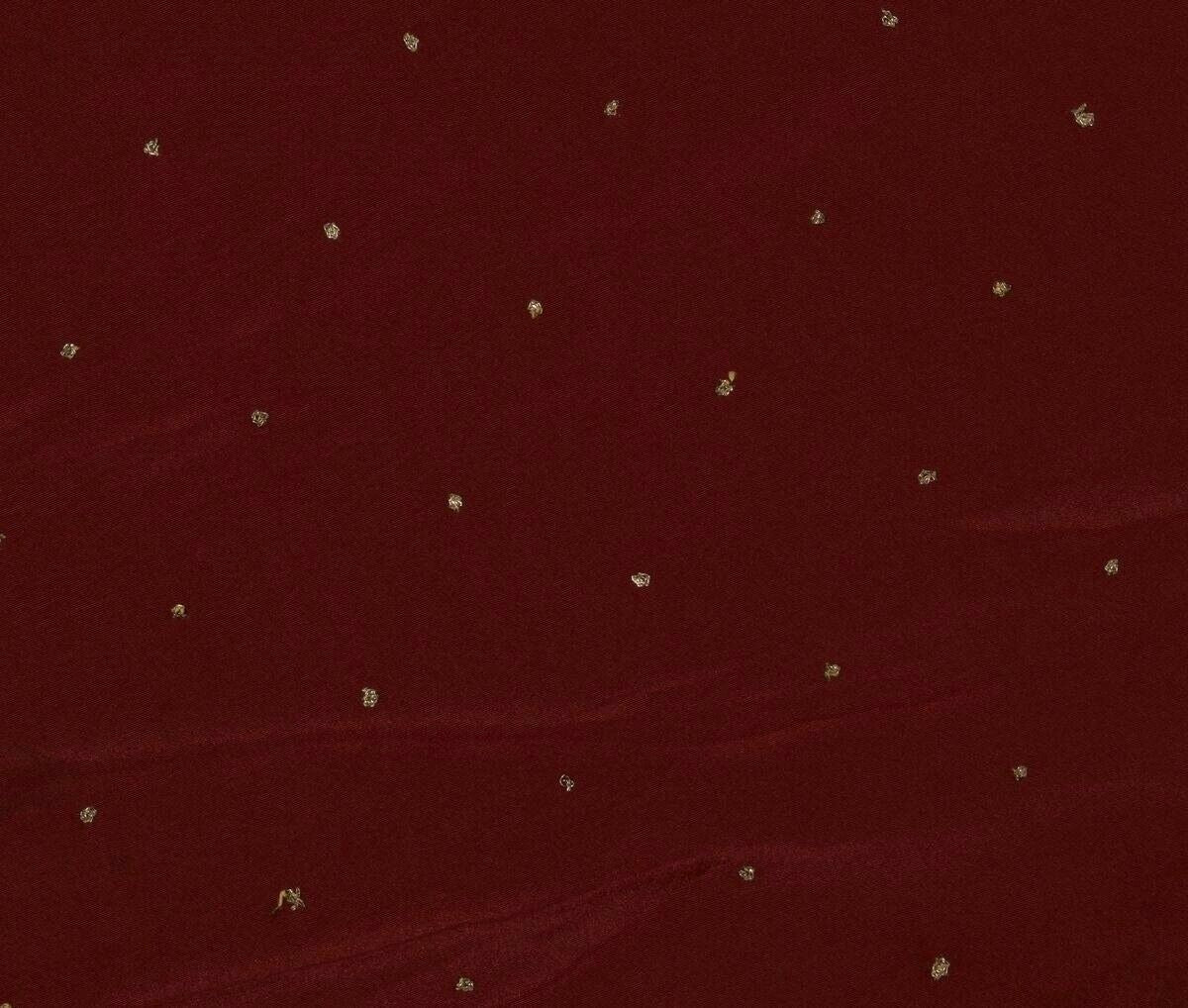 Indian Art Silk Vintage Sari Remnant Scrap Fabric for Sewing Craft Maroon
