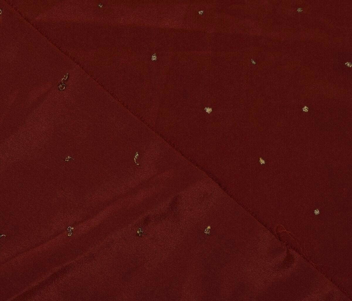 Indian Art Silk Vintage Sari Remnant Scrap Fabric for Sewing Craft Maroon