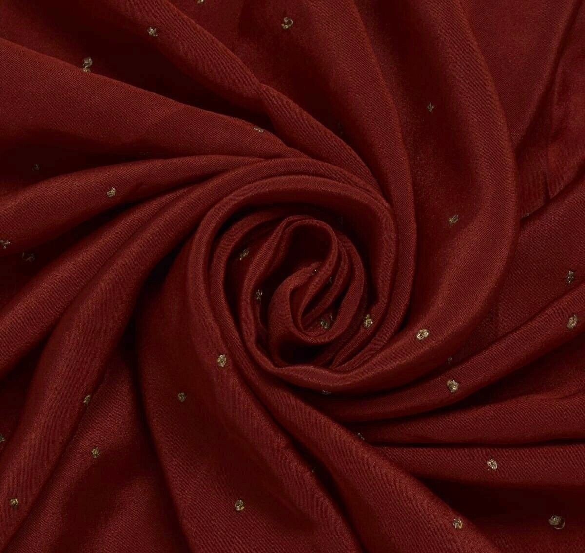 Indian Art Silk Vintage Sari Remnant Scrap Fabric for Sewing Craft Maroon