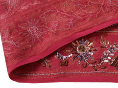 Vintage Sari Border Indian Craft Trim Hand Beaded Sewing Ribbon Lace Magenta