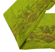 Vintage Sari Border Indian Craft Sewing Trim Embroidered Green Pure Silk Lace