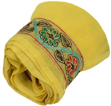 Vintage Sari Border Indian Craft Trim Antique Embroidered Ribbon Lace Yellow