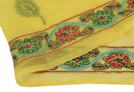 Vintage Sari Border Indian Craft Trim Antique Embroidered Ribbon Lace Yellow