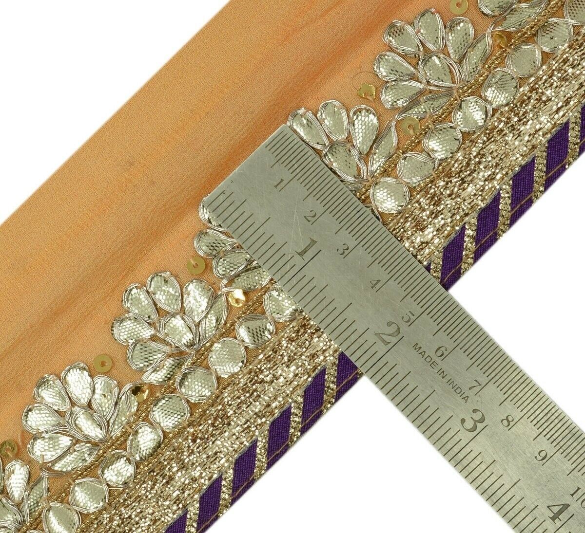 Vintage Sari Border Antique Craft Trim Hand Beaded Gota Pattin Ribbon Lace Peach