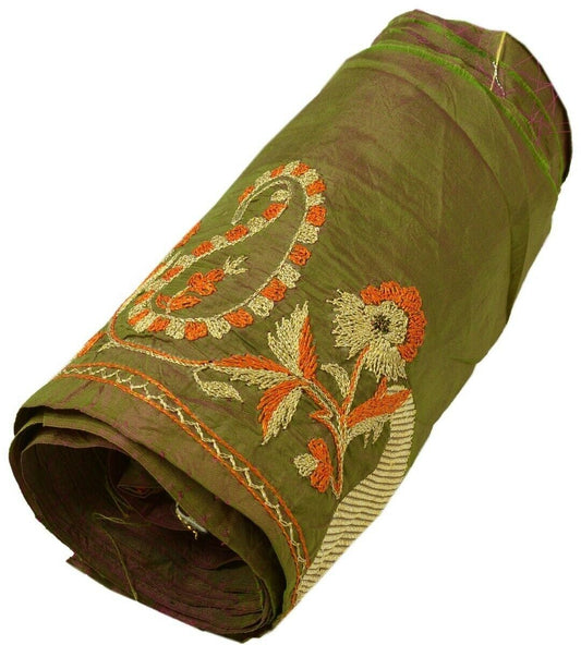 Vintage Sari Border Indian Craft Trim Embroidered Sewing Ribbon Lace Green