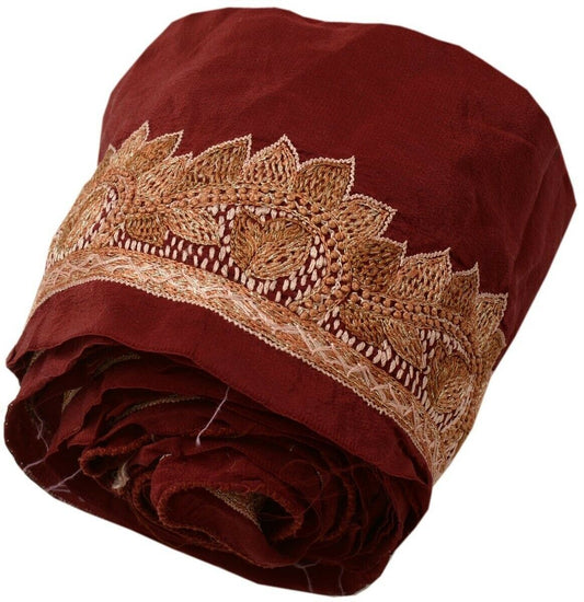 Vintage Sari Border Indian Craft Trim Hand Embroidered Sewing Ribbon Lace Maroon