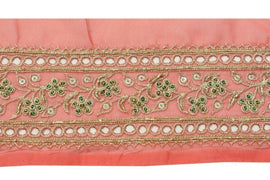 Vintage Sari Border Indian Trim Hand Beaded Embroidered Cut Work Sewing Lace