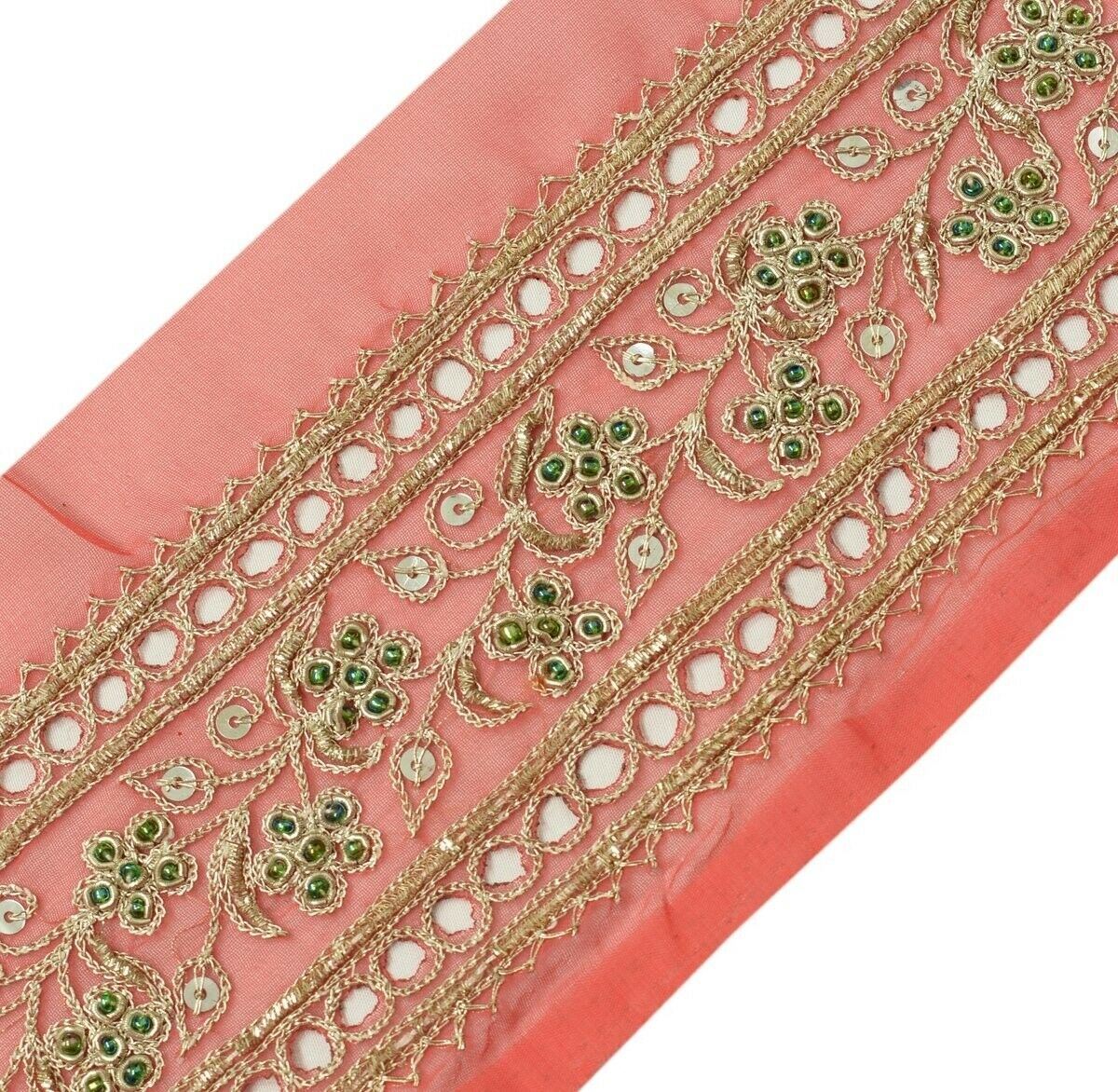Vintage Sari Border Indian Trim Hand Beaded Embroidered Cut Work Sewing Lace