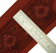 Vintage Sari Border Indian Craft Trim Embroidered Sewing Ribbon Lace Deep Rust