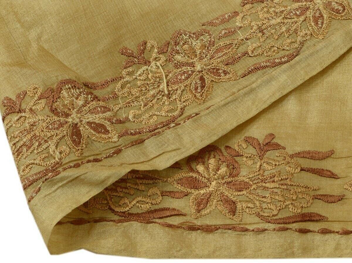 Vintage Sari Border Indian Craft Trim Antique Embroidered Ribbon Lace Brown