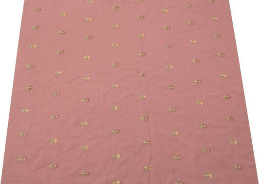 Blend Georgette Vintage Sari Remnant Scrap Fabric for Sewing Craft Pink