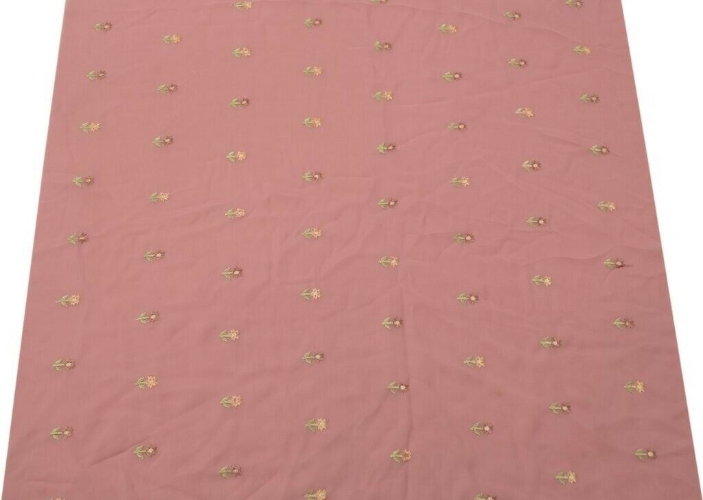 Blend Georgette Vintage Sari Remnant Scrap Fabric for Sewing Craft Pink