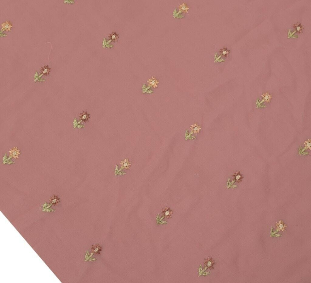 Blend Georgette Vintage Sari Remnant Scrap Fabric for Sewing Craft Pink