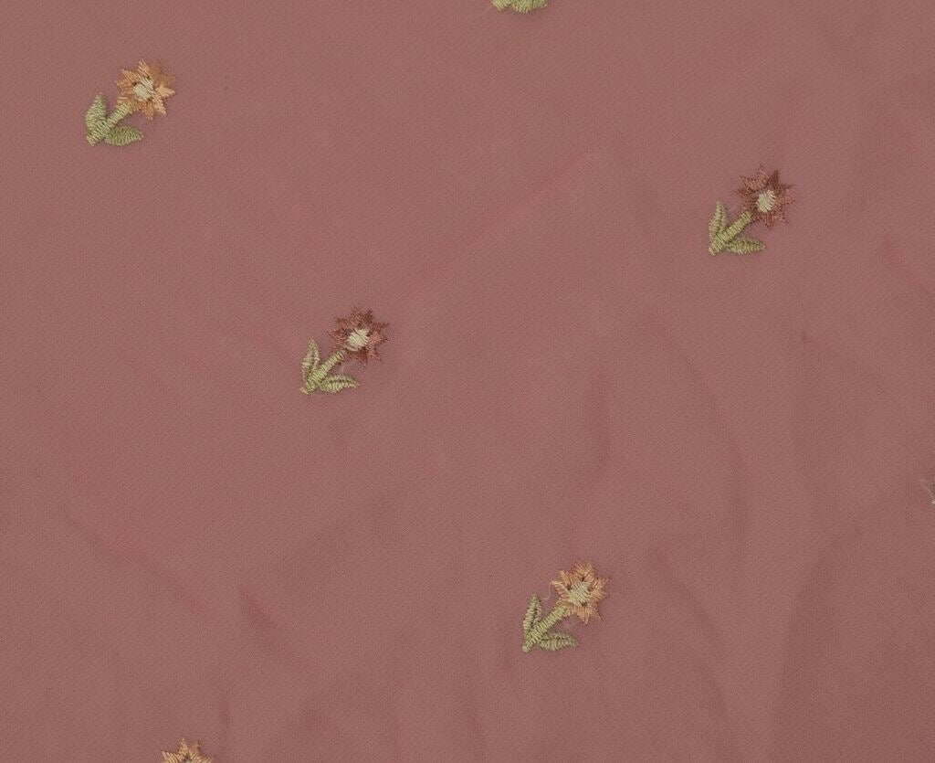 Blend Georgette Vintage Sari Remnant Scrap Fabric for Sewing Craft Pink