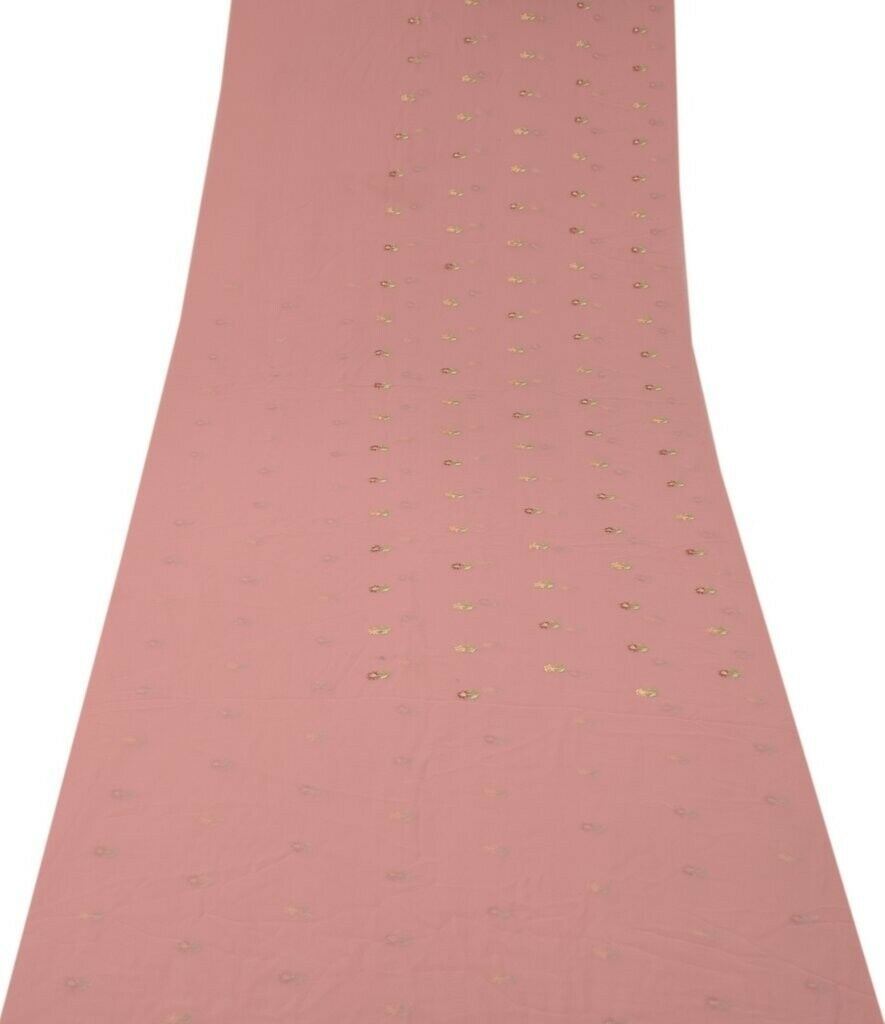 Blend Georgette Vintage Sari Remnant Scrap Fabric for Sewing Craft Pink