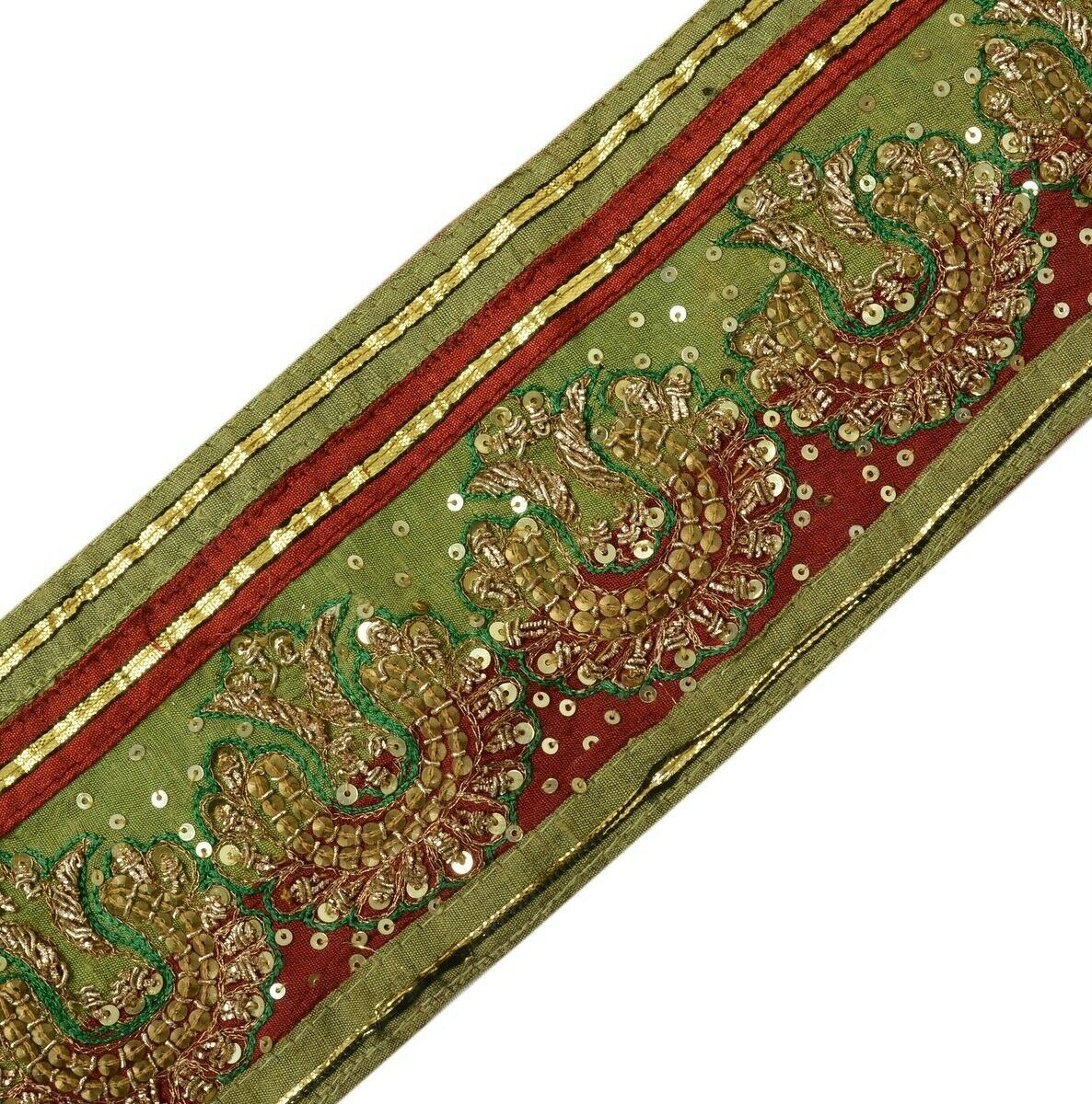 Vintage Sari Border Indian Craft Trim Hand Beaded Patch Work Sewing Ribbon Lace