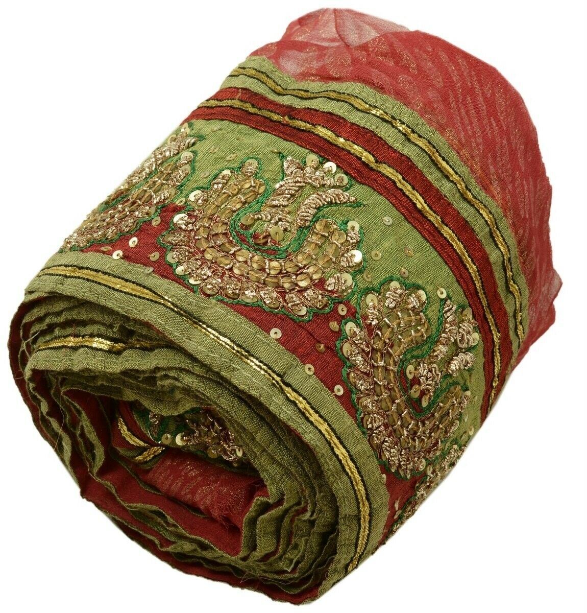 Vintage Sari Border Indian Craft Trim Hand Beaded Patch Work Sewing Ribbon Lace