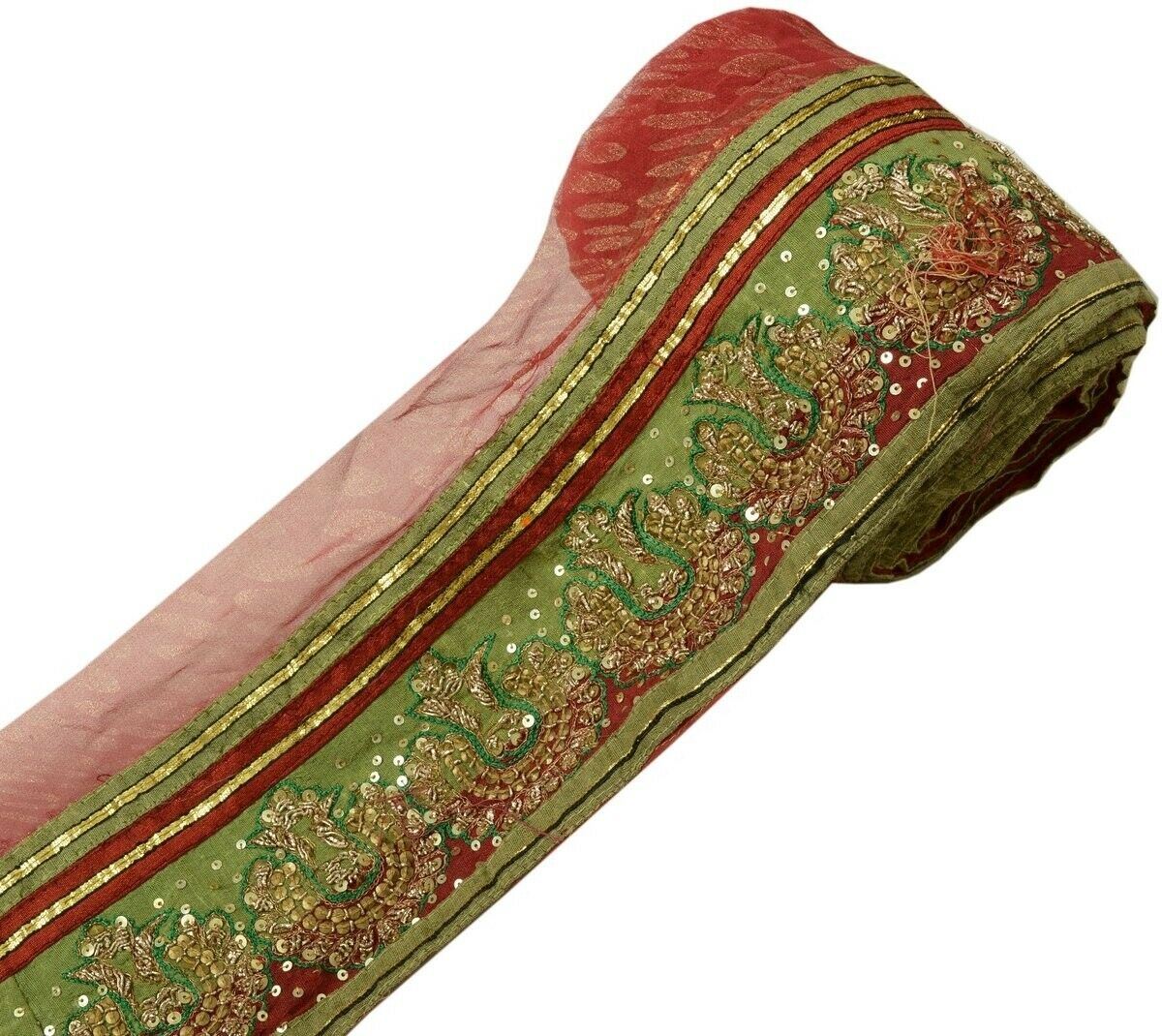 Vintage Sari Border Indian Craft Trim Hand Beaded Patch Work Sewing Ribbon Lace