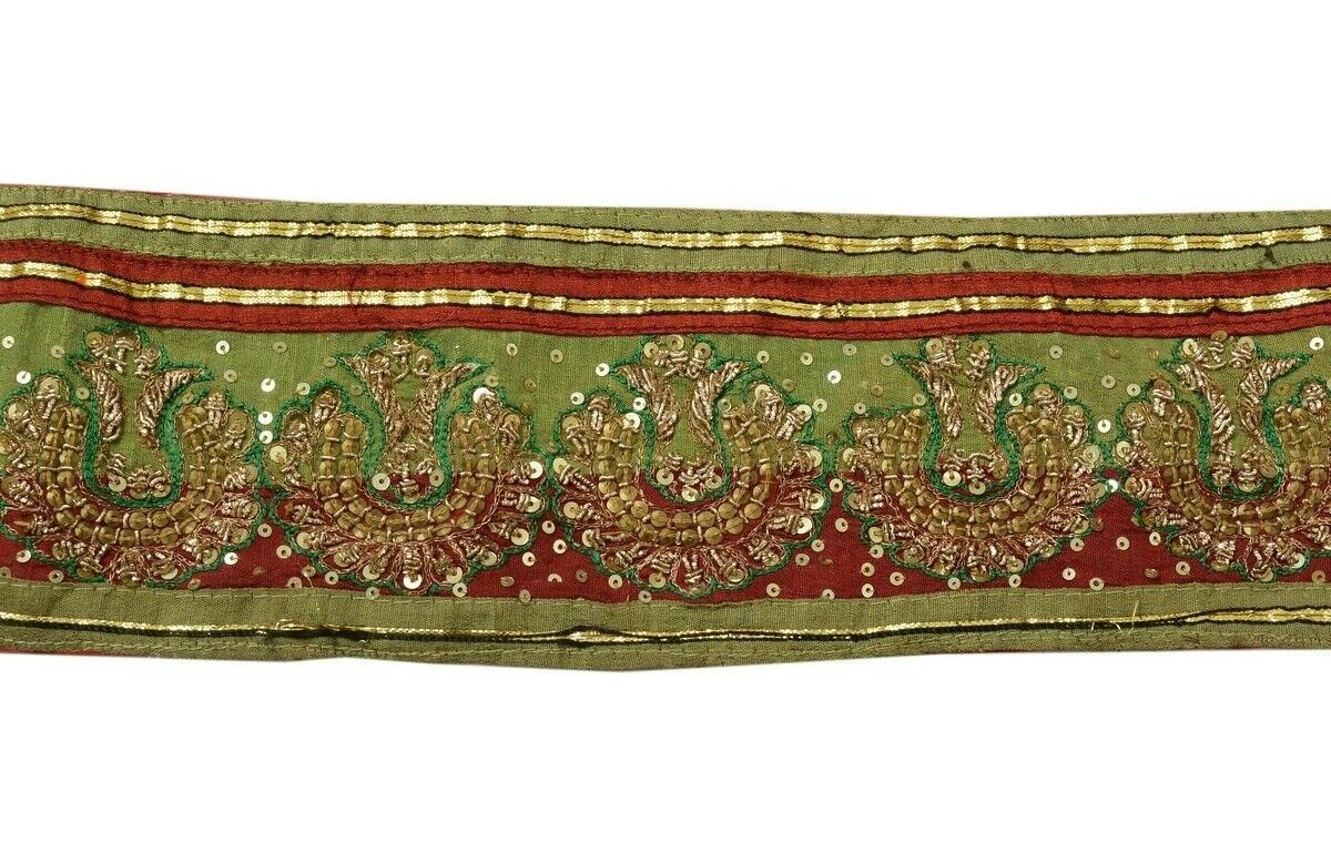 Vintage Sari Border Indian Craft Trim Hand Beaded Patch Work Sewing Ribbon Lace