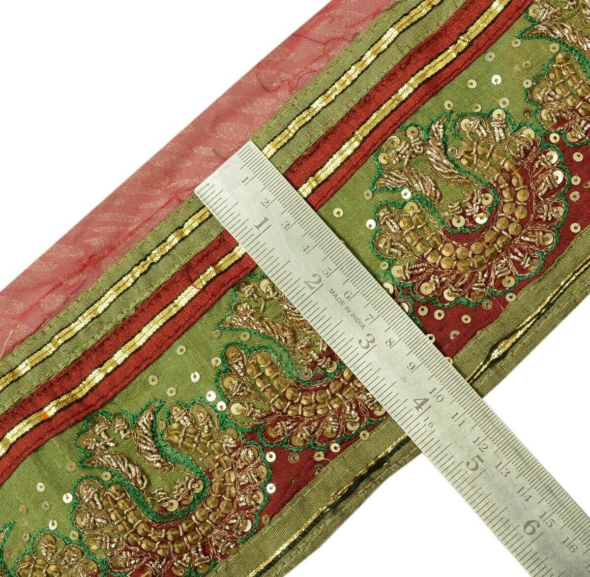 Vintage Sari Border Indian Craft Trim Hand Beaded Patch Work Sewing Ribbon Lace