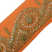 Vintage Sari Border Indian Craft Trim Hand Beaded Embroidered Sewing Lace Rust