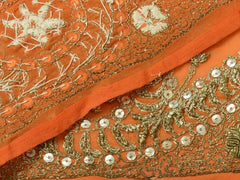 Vintage Sari Border Indian Craft Trim Hand Beaded Embroidered Sewing Lace Rust