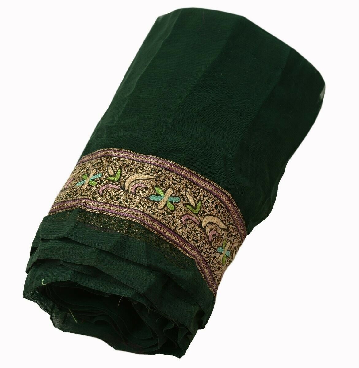 Vintage Saree Border Indian Craft Trim Embroidered Sewing Ribbon Lace Green