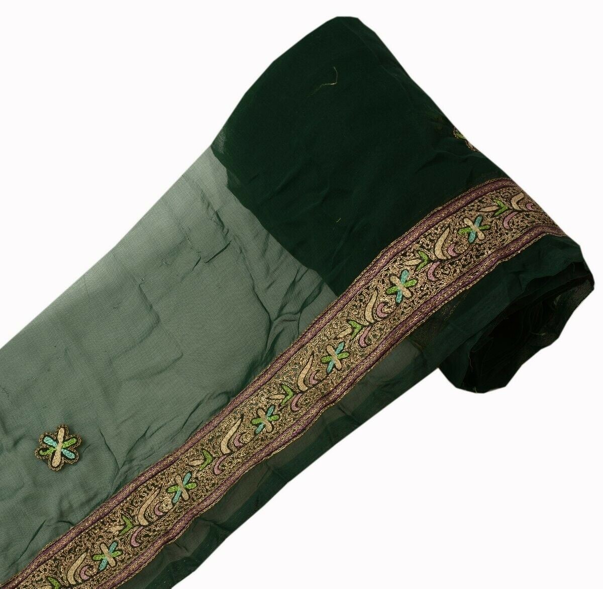 Vintage Saree Border Indian Craft Trim Embroidered Sewing Ribbon Lace Green