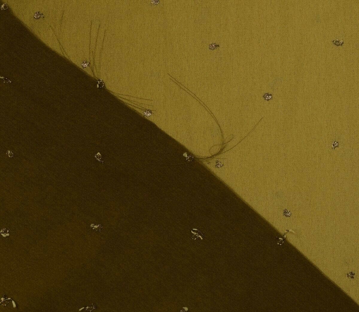Blend Georgette Silk Green Vintage Sari Remnant Scrap Fabric for Sewing Craft