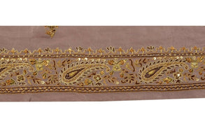 Vintage Saree Border Indian Craft Trim Hand Embroidered Beaded Ribbon Lace Mauve