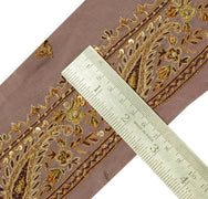 Vintage Saree Border Indian Craft Trim Hand Embroidered Beaded Ribbon Lace Mauve