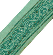 Vintage Saree Border Indian Craft Trim Hand Beaded Embroidered Ribbon Lace Green