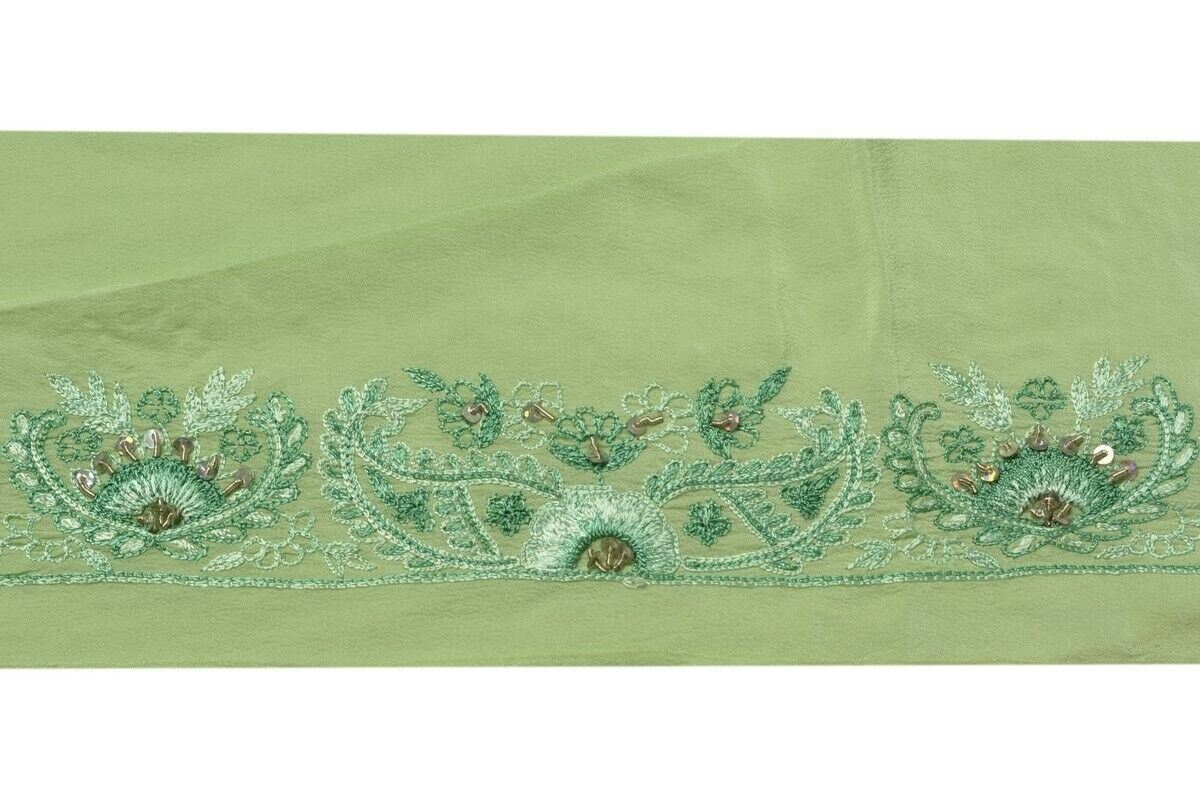 Vintage Saree Border Indian Craft Trim Embroidered Green Sewing Ribbon Lace