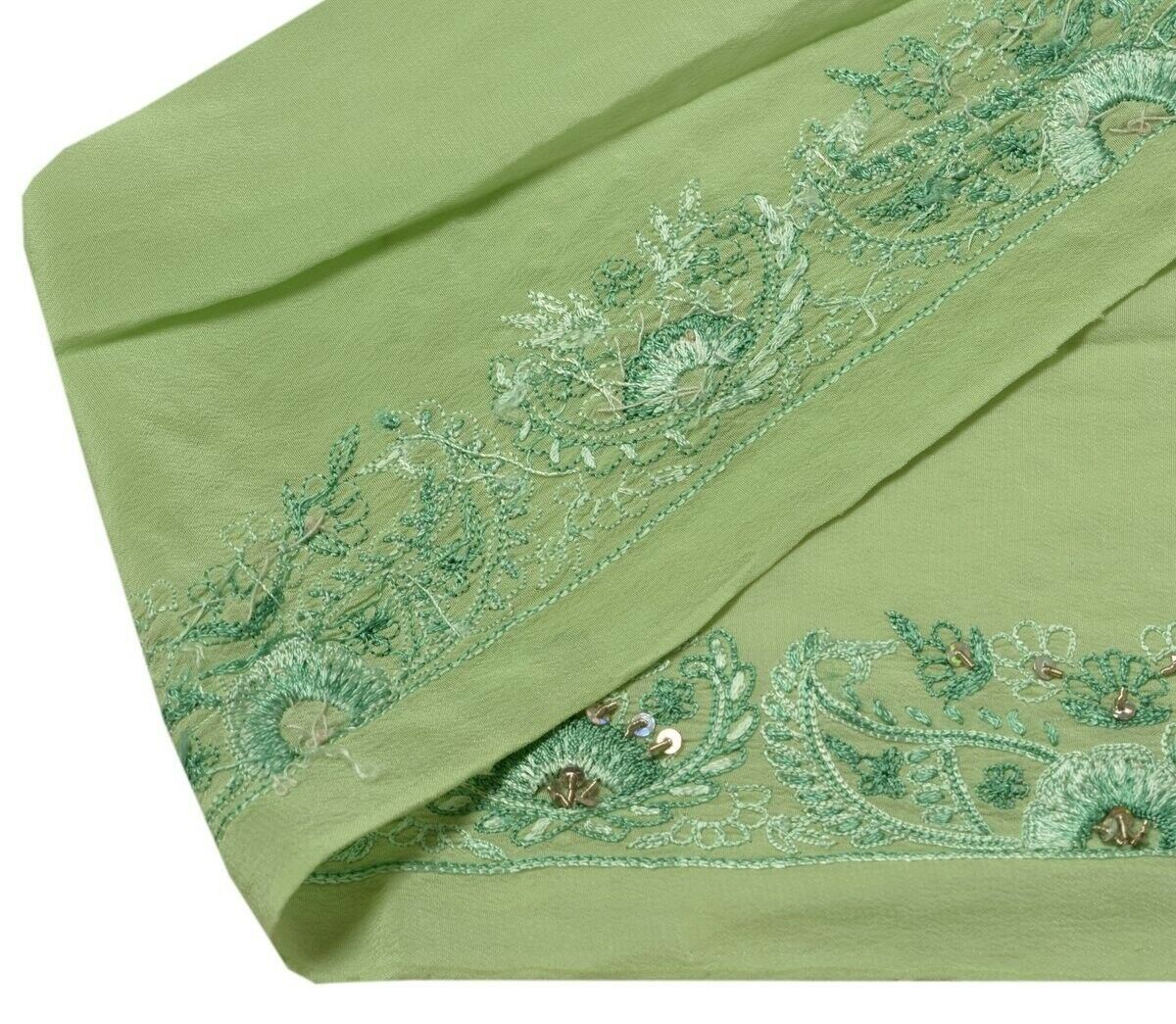 Vintage Saree Border Indian Craft Trim Embroidered Green Sewing Ribbon Lace