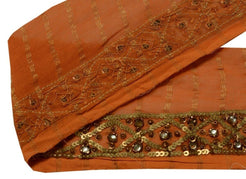 Vintage Saree Border Indian Craft Trim Hand Beaded Sequins Embroidered Lace Rust