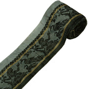 Vintage Saree Border Indian Craft Trim Woven BaluChari Ribbon Lace Gray