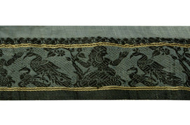 Vintage Saree Border Indian Craft Trim Woven BaluChari Ribbon Lace Gray