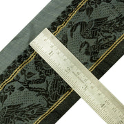 Vintage Saree Border Indian Craft Trim Woven BaluChari Ribbon Lace Gray