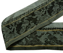 Vintage Saree Border Indian Craft Trim Woven BaluChari Ribbon Lace Gray