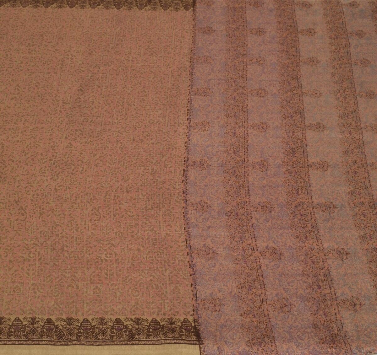 Vintage Saree Indian Art Silk Printed Scrap Sari 5 Yard Fabric for Sewing Craft