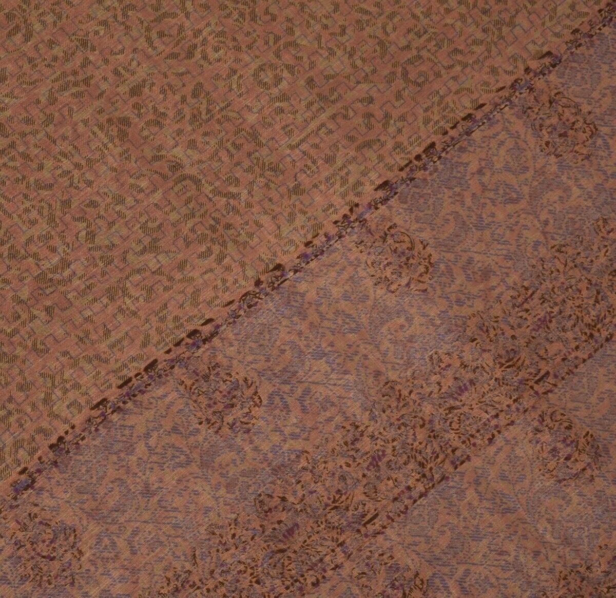 Vintage Saree Indian Art Silk Printed Scrap Sari 5 Yard Fabric for Sewing Craft