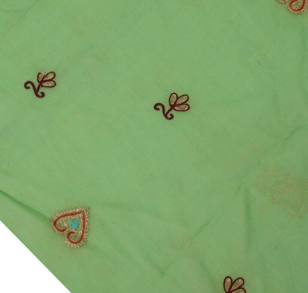 Indian Art Silk Vintage Sari Remnant Scrap Fabric for Sewing Craft Green