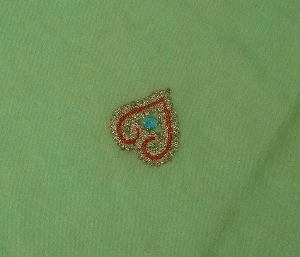 Indian Art Silk Vintage Sari Remnant Scrap Fabric for Sewing Craft Green