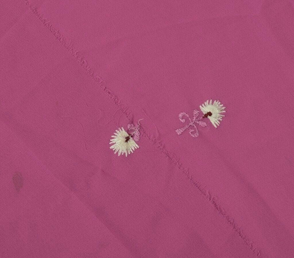 Blend Georgette Silk Vintage Sari Remnant Scrap Fabric for Sewing Craft Pink
