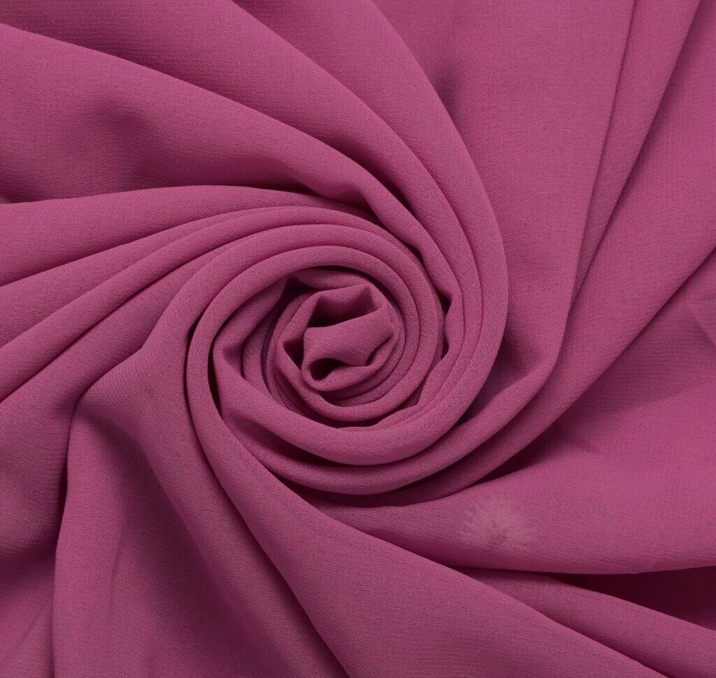 Blend Georgette Silk Vintage Sari Remnant Scrap Fabric for Sewing Craft Pink