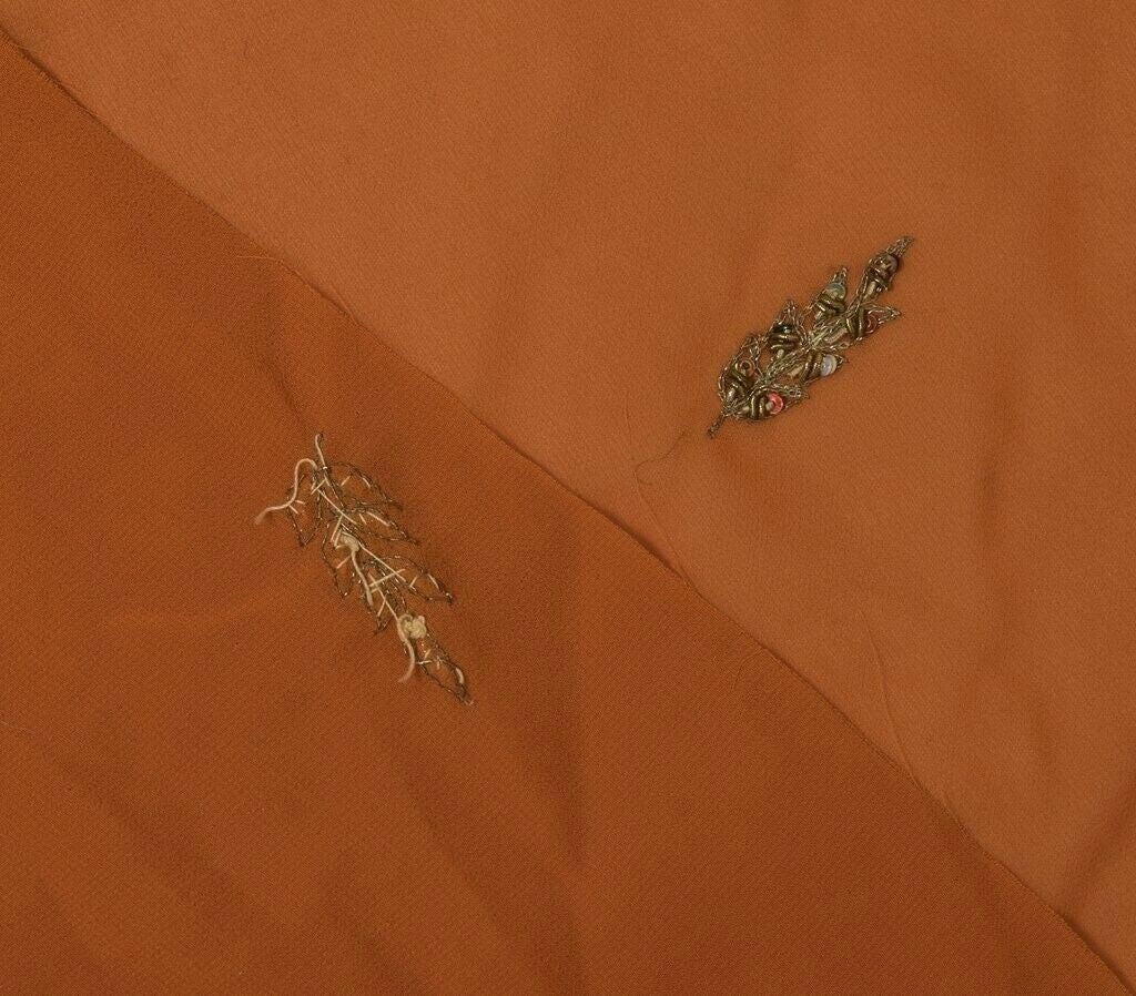 Blend Georgette Silk Vintage Sari Remnant Scrap Fabric for Sewing Craft Rust