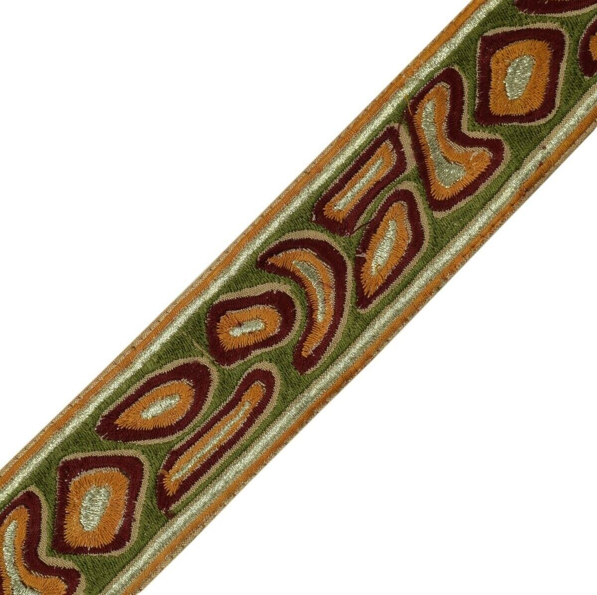 1.75" W Vintage Sari Border Indian Craft Trim Embroidered Sewing Ribbon Lace
