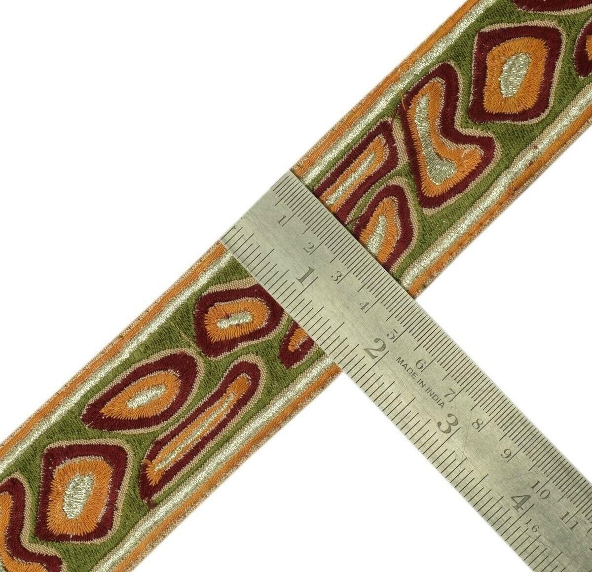 1.75" W Vintage Sari Border Indian Craft Trim Embroidered Sewing Ribbon Lace