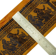 Vintage Saree Border Indian Craft Trim Woven Baluchari Ribbon Lace Saffron
